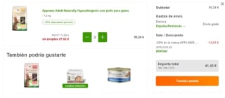 Pack x2 Pienso para gatos APPLAWS 7,5KG por 41,43€