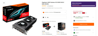 Tarjeta gráfica Gigabyte AMD Radeon RX 6600 EAGLE 8GB GDDR6 por 199,90€