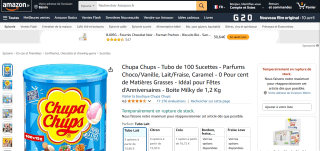Tubo de 100 Sucettes -Chupa Chups - Parfums Choco/Vanille, Lait/Fraise, Caramel - 0 Pour cent de Matières Grasses-- Boite Milky de 1,2 Kg à 13,90€