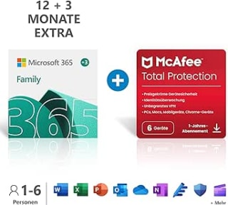 Microsoft 365 Family (15m) + McAfee abonnement (12m) voor 6 personen voor €53,99