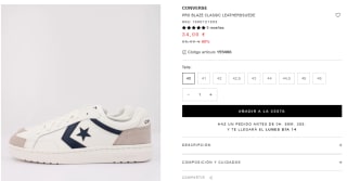 Oferta 65% descuento Zapatillas Converse a precios de locura