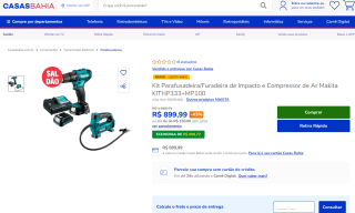 Kit de Parafusadeira/Furadeira e Compressor de Ar, ambos da Makita - R$ 899,99