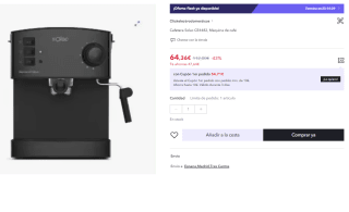 Cafetera Expresso Solac CE4482 por 64.36€ (Cuenta Nueva 54.36€)