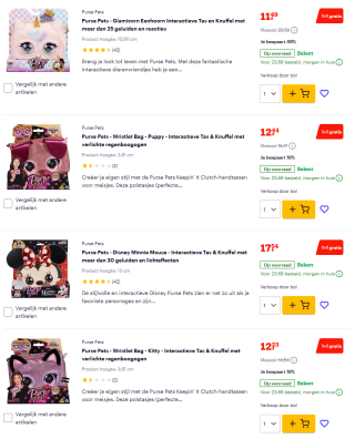 1+1 gratis op Purse Pets bij Bol