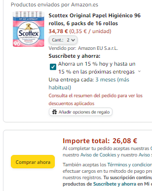 Scottex Original Papel Higiénico 192 rollos por solo 26,08€