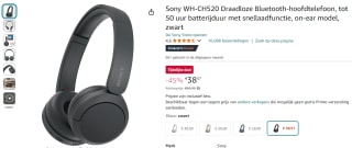 Sony WH-CH520 draadloze koptelefoon voor €38,57 bij Amazon