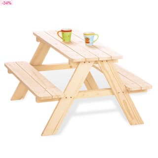 Set mesa y bancos Nicki madera Abeto 4 puestos PINOLINO por solo 54,30€
