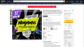 Dodot Ninjamas pañales para Niño 4-7 Años 60 Unidades por 23,30€