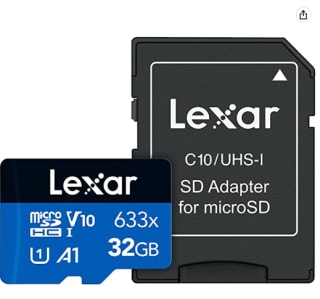 Micro SD Lexar High-Performance 633x 32GB + adaptador por 3.09€