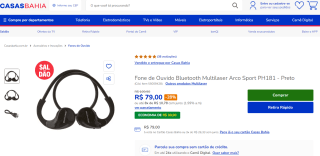 Fone de Ouvido da Multilaser, modelo Arco Sport - R$ 79