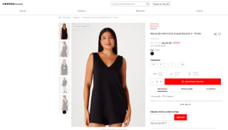 Macacão Feminino Hering, modelo Evasê Decote V - R$ 69,99