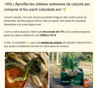 Descuento de -10% en packs de calçots