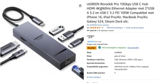 UGREEN Revodok Pro 10Gbps USB C Hub HDMI 4K voor €25,99 bij Amazon