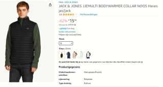 Jack & Jones heren bodywarmer voor €15 bij Amazon