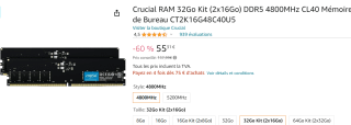 Crucial CT2K16G48C40U5 - Geheugen voor €55,31 bij Amazon