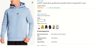 Gant Sweatshirt Marine / Lichtblauw voor €33,92 bij Amazon