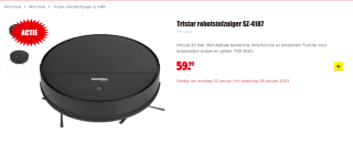 Tristar SZ-4187 Robot stofzuiger voor €59,99 bij Dirk
