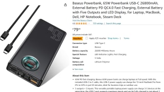 Baseus Powerbank, 65W Powerbank USB-C 26800mAh voor €54,99 bij Amazon