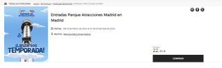 Entrada Parque atracciones Madrid por 22,90€