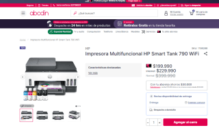 Impresora Multifuncional HP Smart Tank 790 WiFi por $199.990