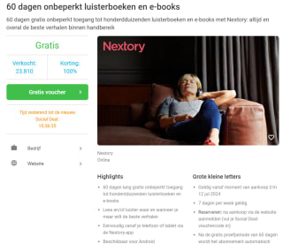 60 dagen onbeperkt luisterboeken en e-books bij Nextory via Social Deal