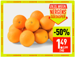 2 kilo perssinaasappels voor €1,49 bij de Aldi