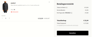 ESPRIT wolmix heren jas antraciet voor €33,94 dmv code bij Otrium