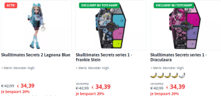 20% extra korting op alle poppen & toebehoren van Monster High van Mattel bij Toychamp