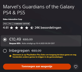 Marvel's Guardians of the Galaxy voor €10,49 in de Playstation Store