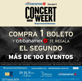 OCESA Concert Week: 2x1 en Boletos Pagando con Citibanamex