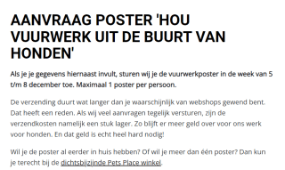 Gratis ‘Hou vuurwerk uit de buurt van honden’ Poster