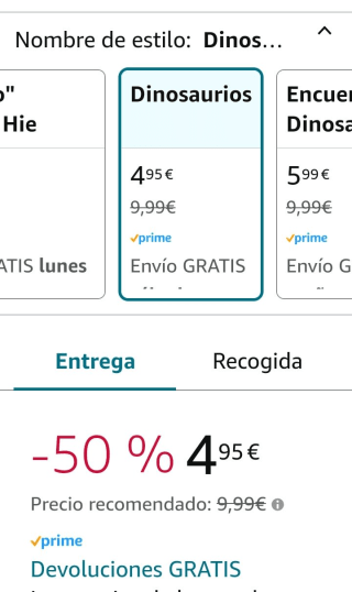 Educa Puzzle Dinosaurios 500piezas por 4,95€.