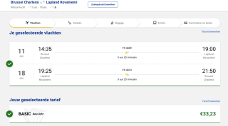 Retourtje Charleroi - Lapland voor €33,23