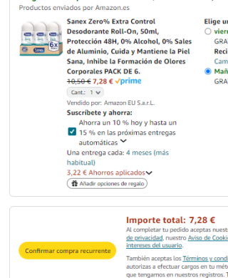 6 desodorantes Sanex Zero% Extra Control Roll-On por 6,42€