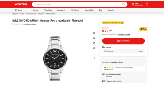 Reloj Emporio Armani Hombre (Acero Inoxidable - Plateado) por 79€