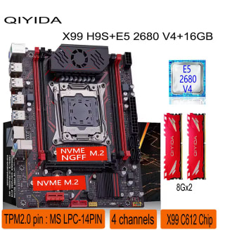 Kit de placa base Qiyida X99 LGA2011 3 Xeon E5 2680 V4 2*8GB 16GB DDR4 3200Mhz 4 canales NVME USB3.0 por 85,69€