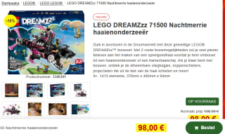 Lego Nachtmerrie haaienonderzeeër (71500) voor €98 bij Proshop