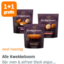 1+1 gratis op alle Kwekkeboom snacks bij de AH