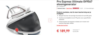 Tefal Stoomstrijksysteem GV9567 Pro voor €189,99
