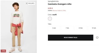 Camiseta Avengers para Peques Springfield por 4.99€