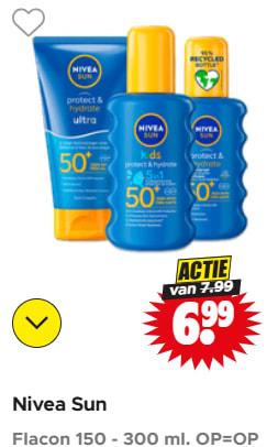 Alle Nivea Zonbescherming voor €6,99 p.s. bij Dirk