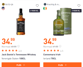 2 flessen whisky's voor €65 bij Gall & Gall