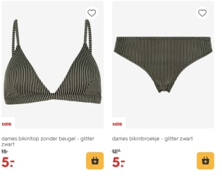 Dames bikini zwart glitter voor €10 bij HEMA