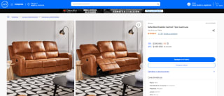 Sofá reclinable Attimo camel tipo gamuza por $399.990