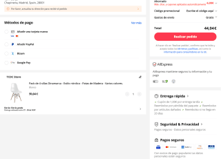 Pack de 4 sillas Dinamarca patas de madera nórdico por 44,04€