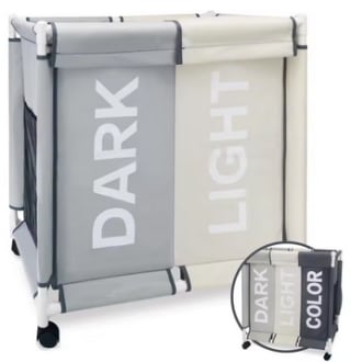 Cesto ropa sucia con tapa ruedas y compartimentos organizador 120L por 22,93€