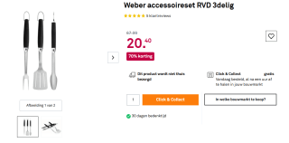 Weber Gereedschapsset 3-delig roestvast staal zwart voor €20,40 bij Karwei