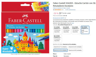 Faber-Castell 554203 Estuche Cartón con 36 Rotuladores Escolares por 3,65€