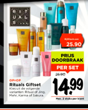 Diverse Rituals gift sets voor €14,90 bij de Vomar