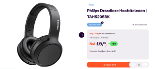 Philips TAH5205 - Bluetooth Over-ear Koptelefoon - Zwart voor €19,95 bij Ibood